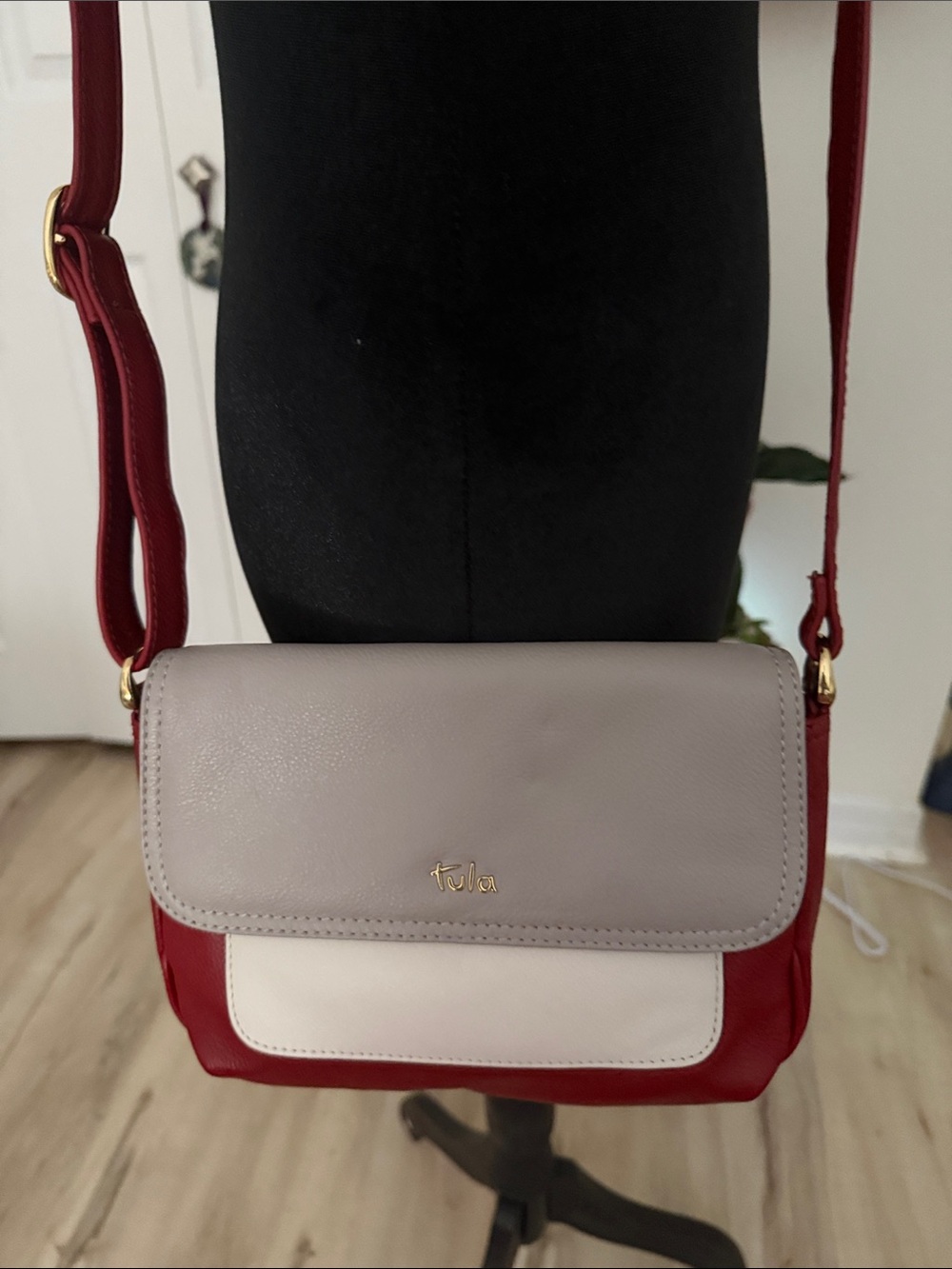 Tula Colorblock Crossbody in Red, Gray & Cream